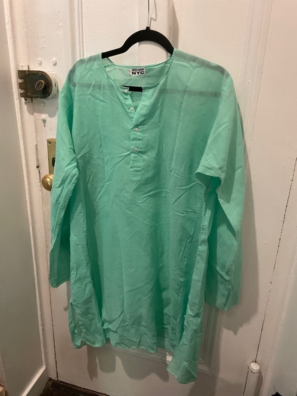 NYC women’s Mint Green Long-Sleeve Henley Button Down Shirt